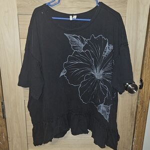 Black Floral Women's Top
